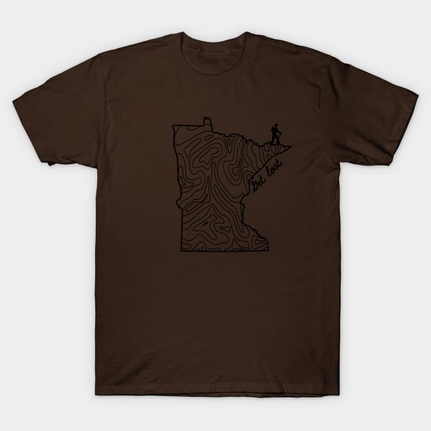 Get Lost Hiking Topographic Art Hike Minnesota State Map T-Shirt by TeeCreations